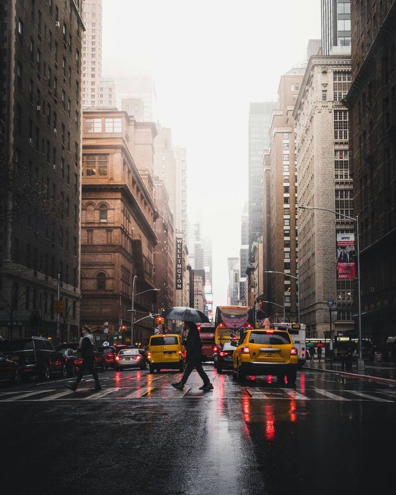 New York City in the rain